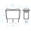 Interruptor rectangular tres posiciones tecla negra 5 Amp 250V